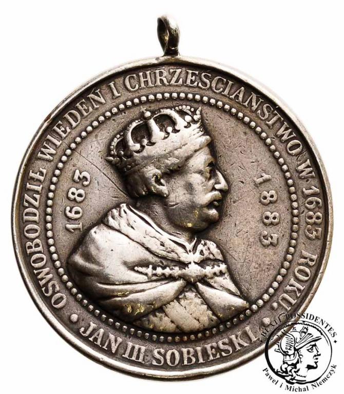 Polska SREBRO medalik 1883 Jan III Sobieski st.3-