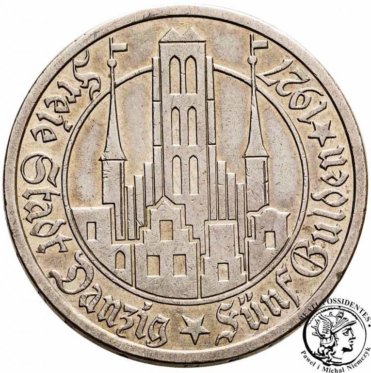 Wolne Miasto Gdańsk 5 Guldenów 1927 st. 2/2-