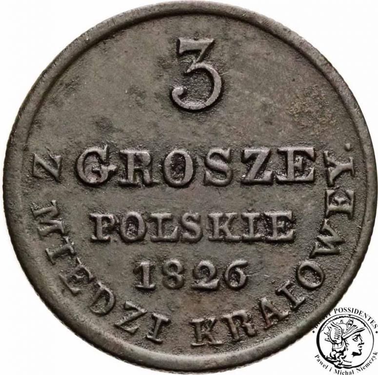 Polska 3 grosze 1826 Mikołaj II st.3+