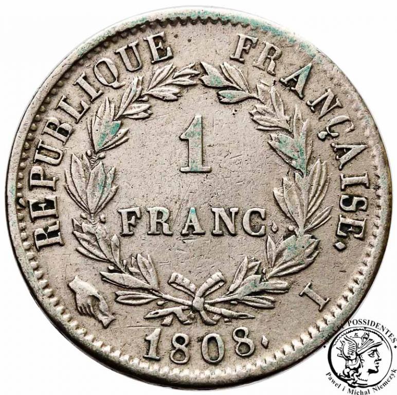 Francja Napoleon I 1 frank 1808 I st.3+