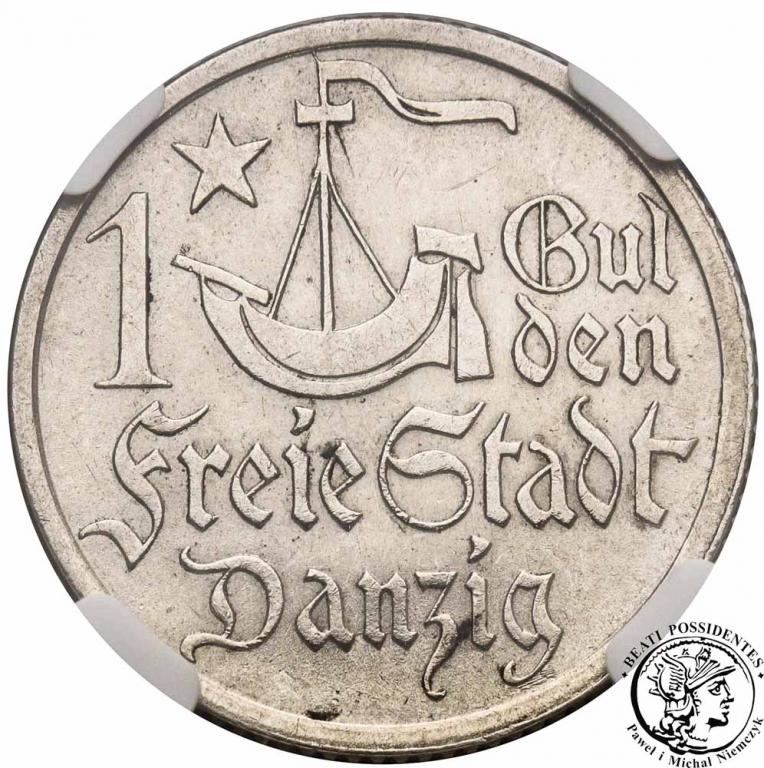 W. M. Gdańsk Danzig 1 Gulden 1923 NGC UNC DETAILS