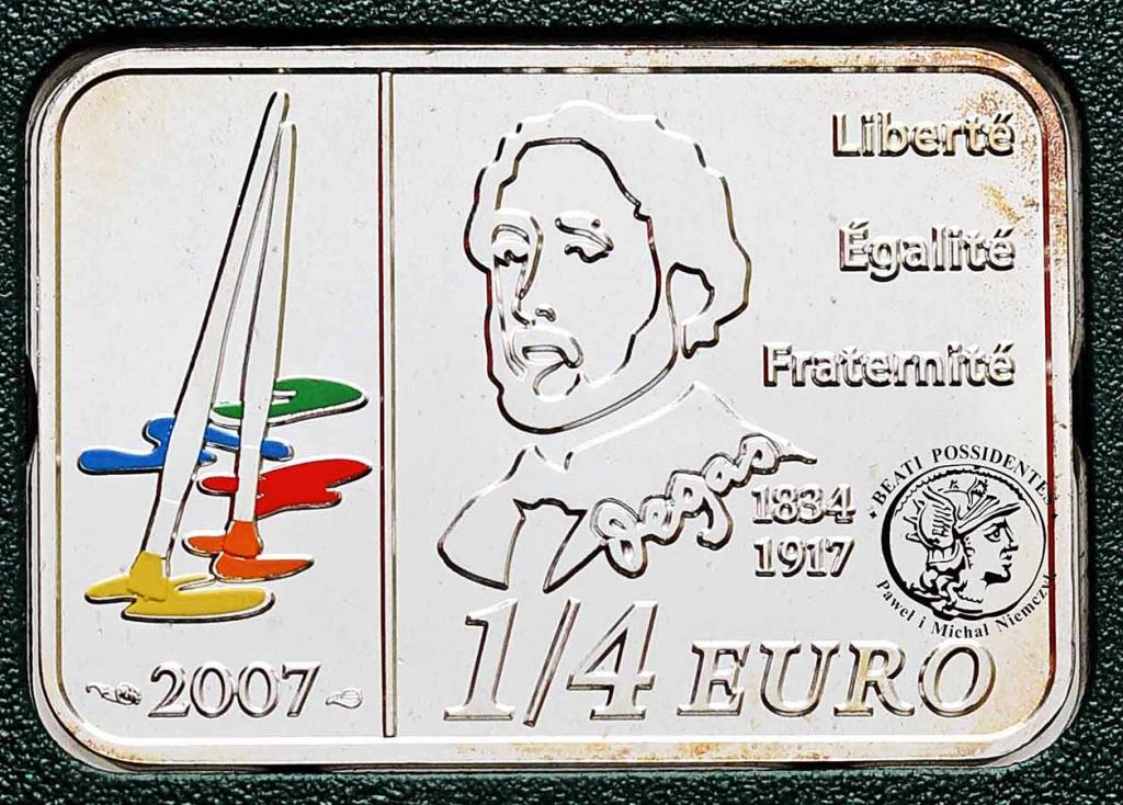 Francja 1/4 Euro 2007 Degas SREBRO st. L