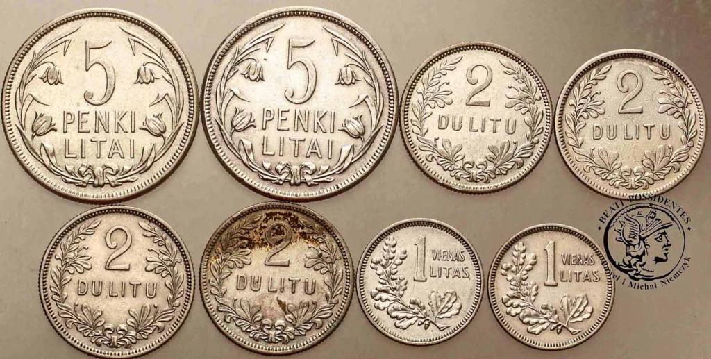 Litwa 1-5 Litów 1925 lot 8 szt. st.3