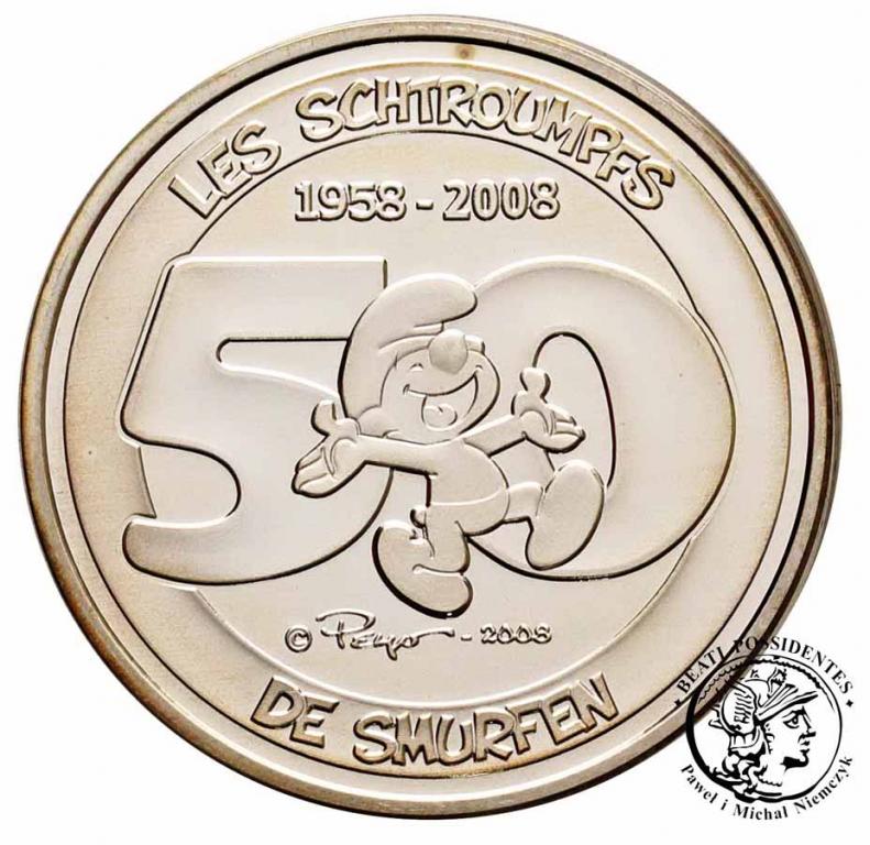 Belgia 5 Euro 2008 Smerfy 50 lat st. L