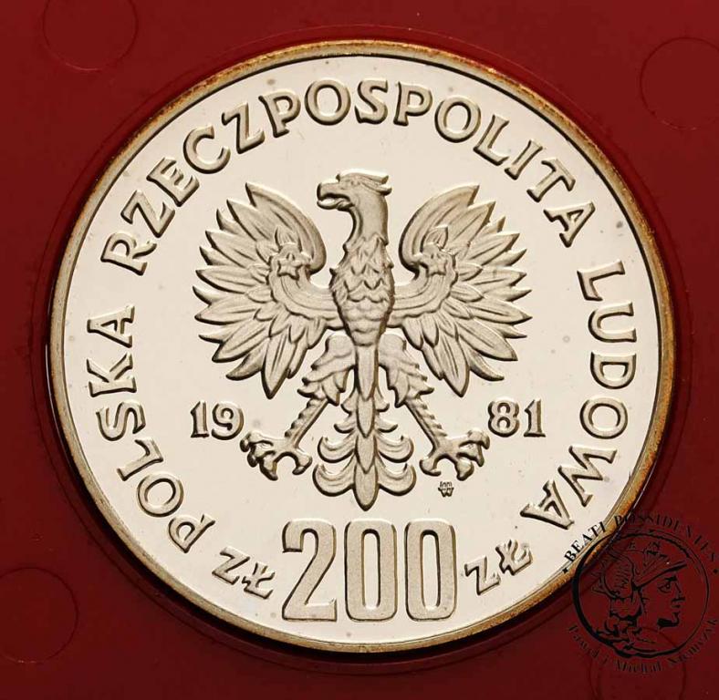 Polska PRÓBA srebro 200 złotych 1981 Herman stL/L-