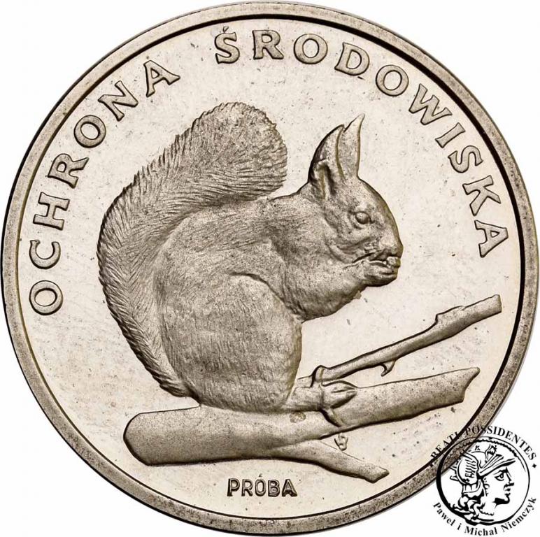 Polska PRÓBA Nikiel 500 złotych 1985 Wiewiórka stL
