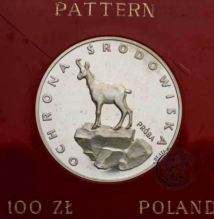 Polska PRÓBA Srebro 100 złotych 1979 Kozica st. L