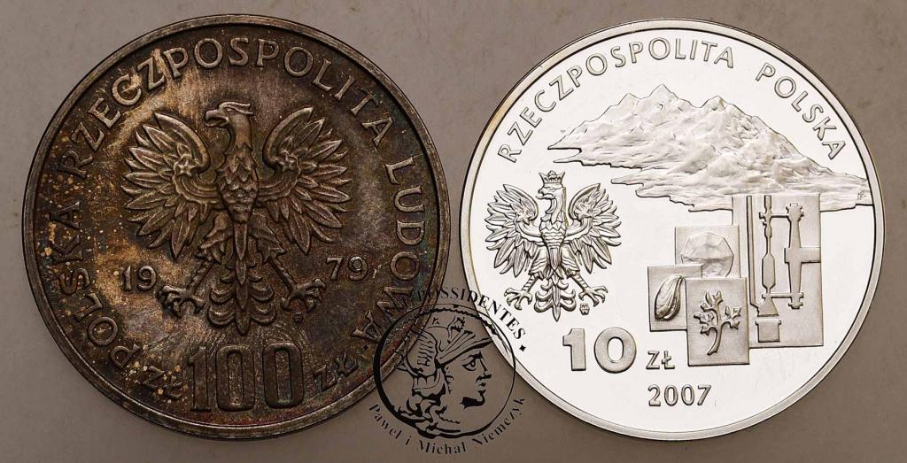 Polska dwie monety srebrne ex lustrzanki st. L-