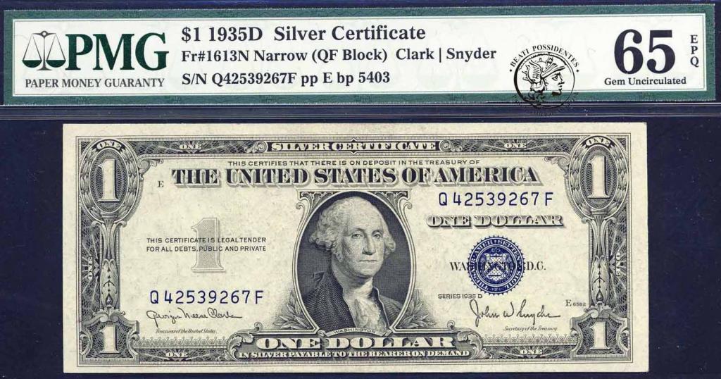 USA 1 dolar 1935 D SILVER PMG 65