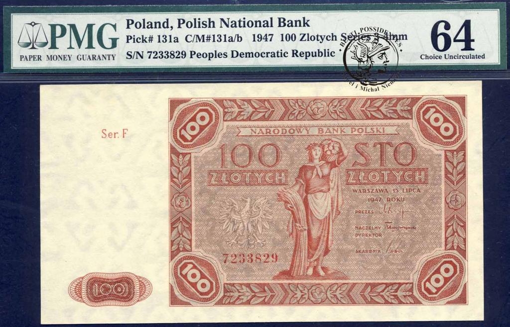 Polska 100 złotych 1947 PMG 64