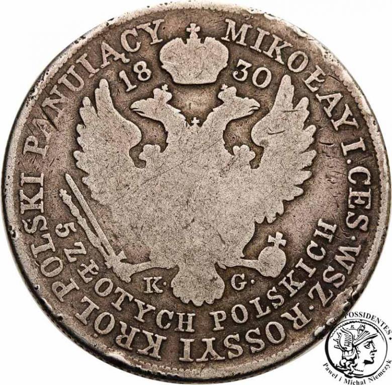 Polska 5 złotych 1830 KG Mikołaj I st.4