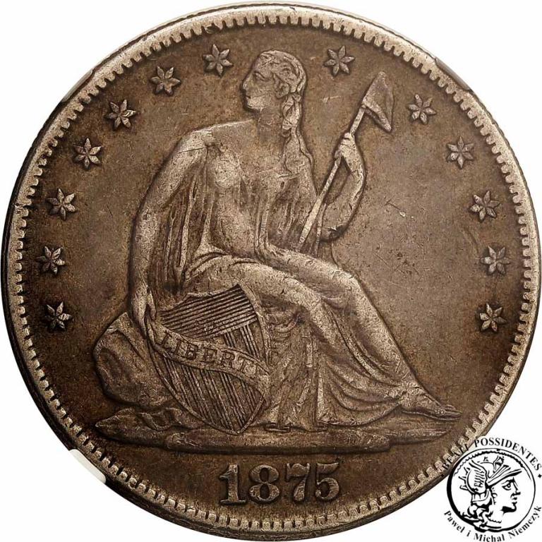 USA 50 centów 1875 Liberty Seated NGC VF35