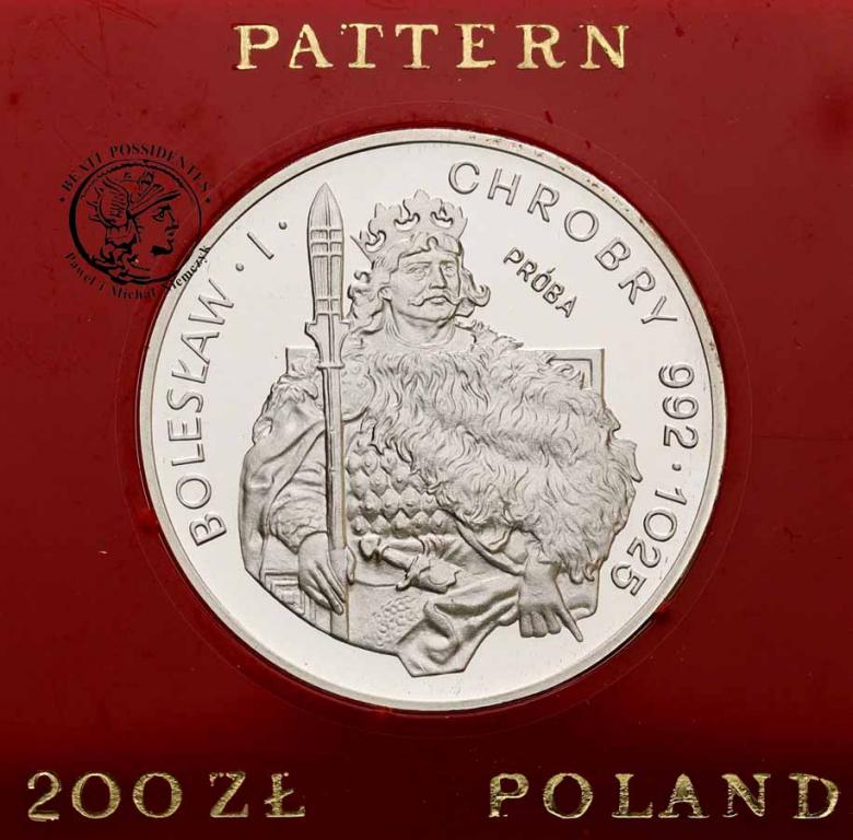 Polska PRÓBA Ag 200 złotych 1980 Chrobry st.L