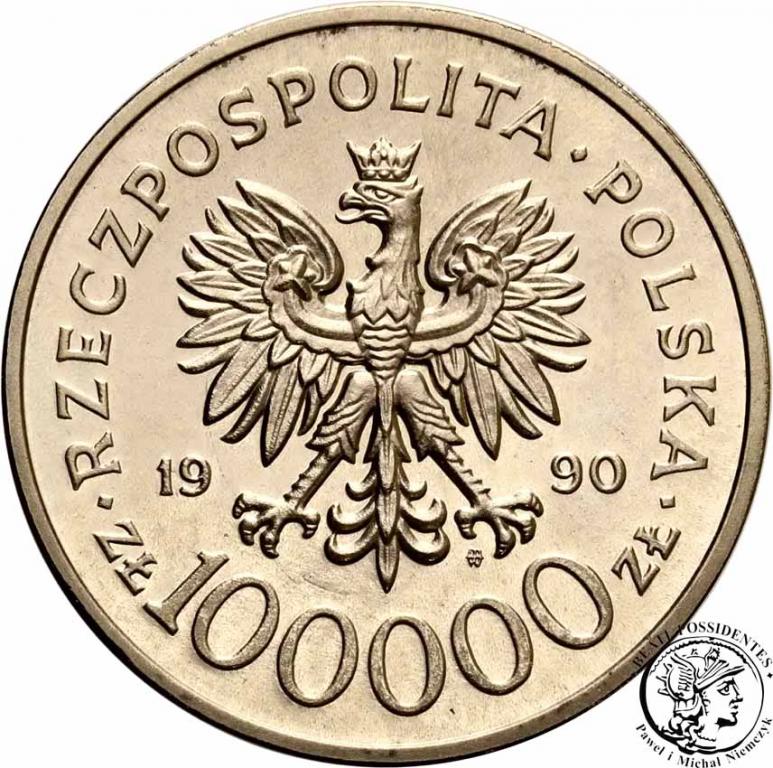 PRÓBA Nikiel 100 000 złotych 1990 Solidarność st.L