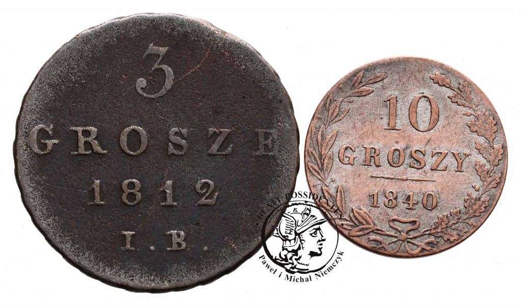 Polska 3 grosze 1812 + 10 groszy 1840 2 szt. st.3