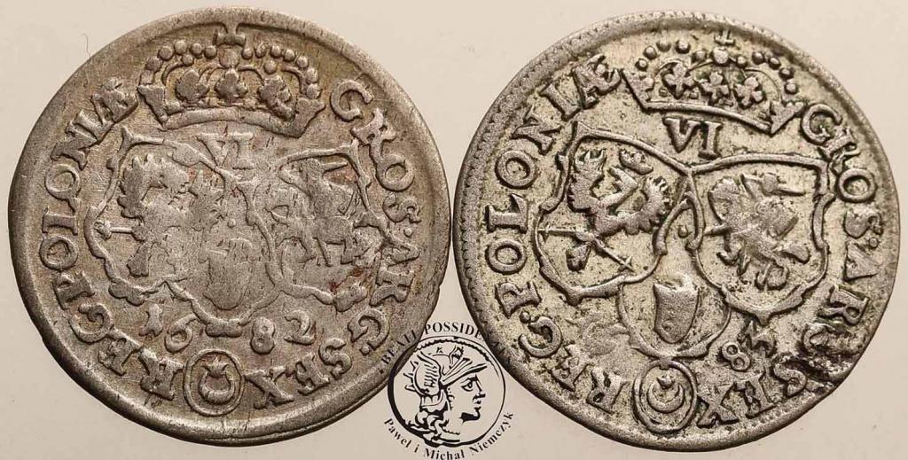 Polska Jan III Sobieski szóstaki 1682 + 83 st.3/3+