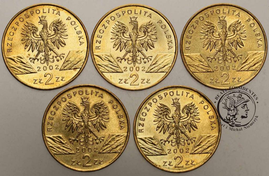 2 złote 2002 Golden Nordic żółw błotny 5szt st1/1-