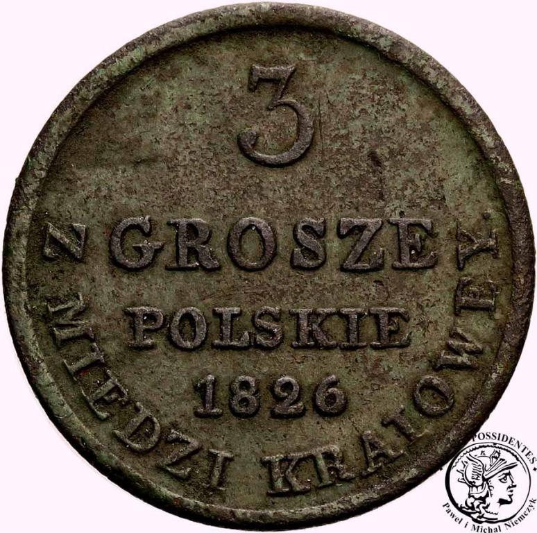 Polska 3 grosze 1826 Mikołaj I st.3+