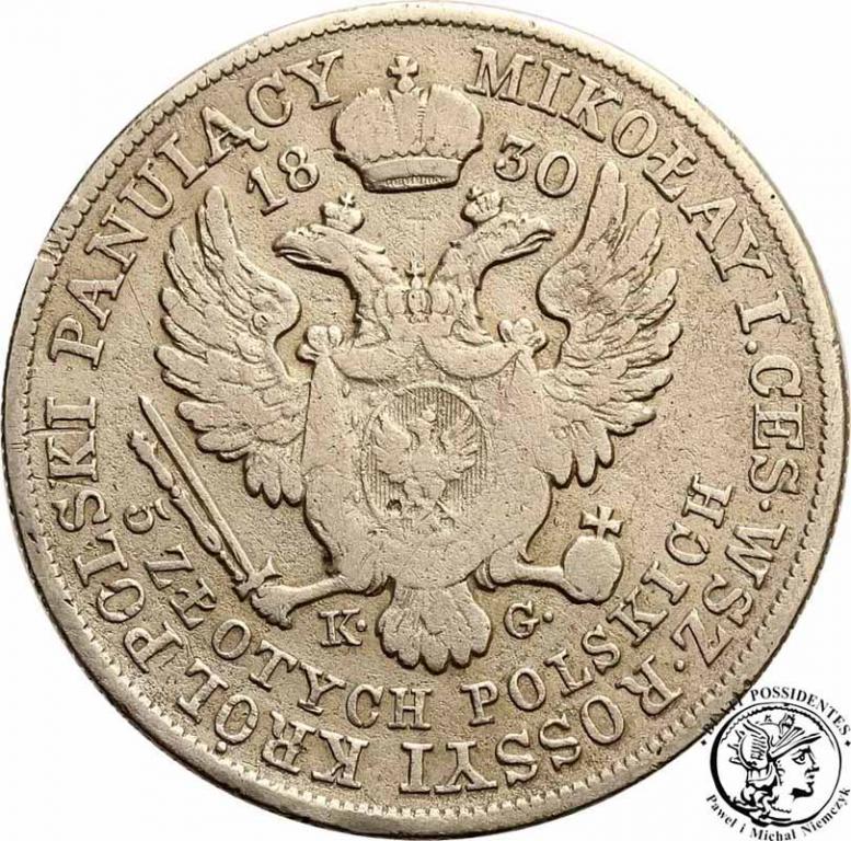 Polska 5 złotych 1830 KG st.3