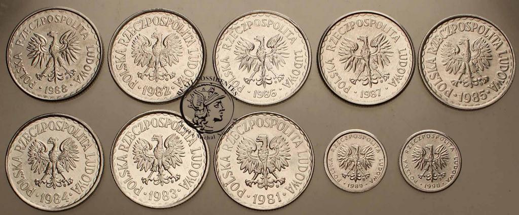 Polska PRL 1 złoty 1981-1990 lot 10 szt. st.1