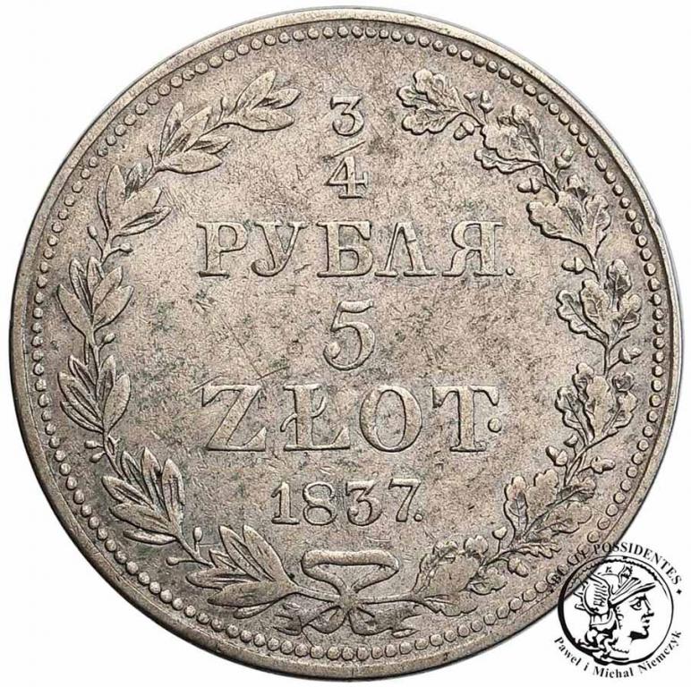 Polska 3/4 Rubla = 5 złotych 1837 MW Mikołaj I st3