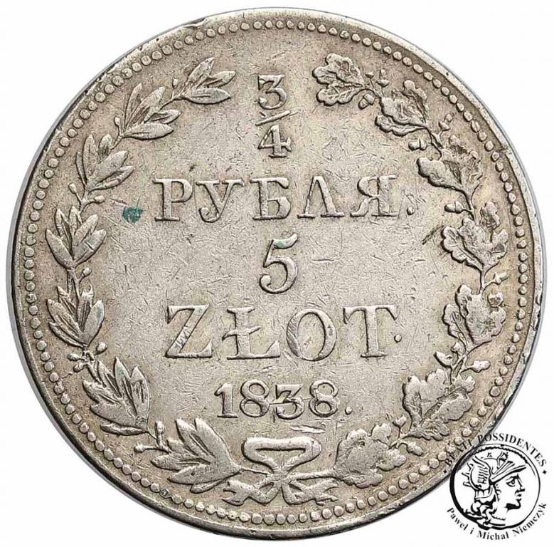Polska 3/4 Rubla = 5 złotych 1838 MW Mikołaj I st3