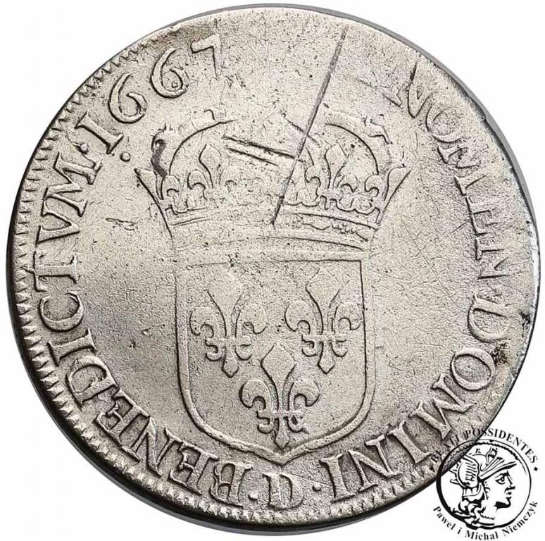 Francja Ludwik XIV w. 1/2 ecu 1667 D st.4