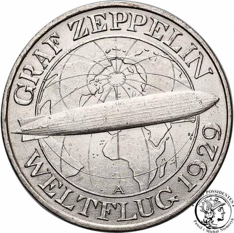 Niemcy Weimar 3 Marki 1930 A Zeppelin st.1-