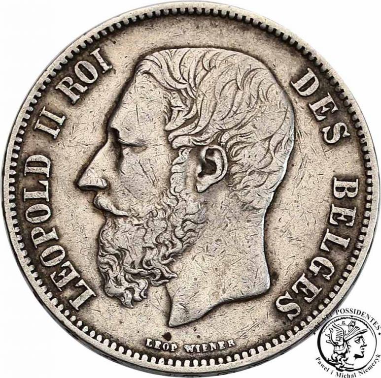 Belgia 5 Franków 1873 st.3+