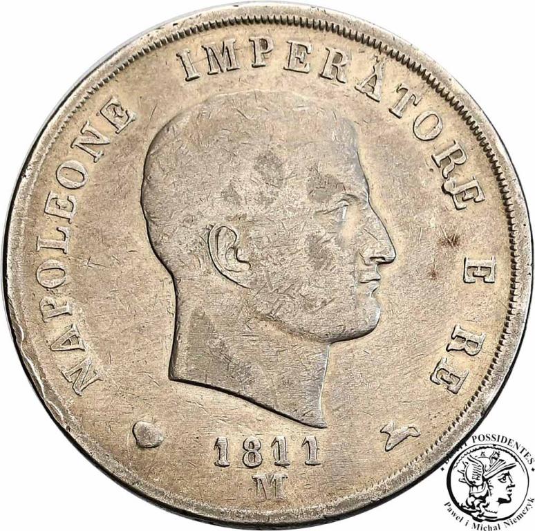 Włochy 5 Lire 1811 M (Mediolan) Napoleon I st.3