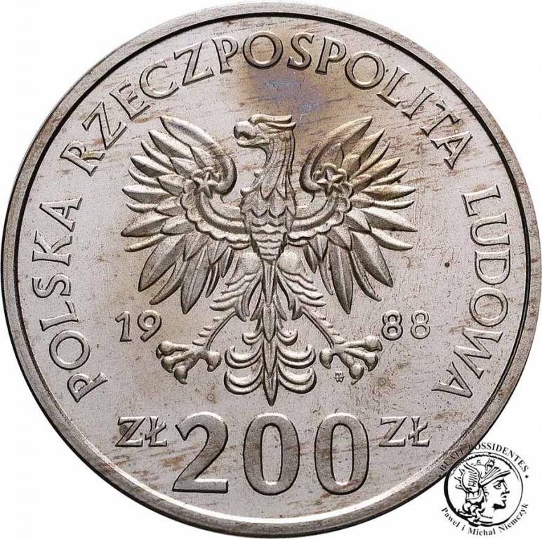 Polska PRÓBA CuNi 200 złotych 1988 FIFA st.L