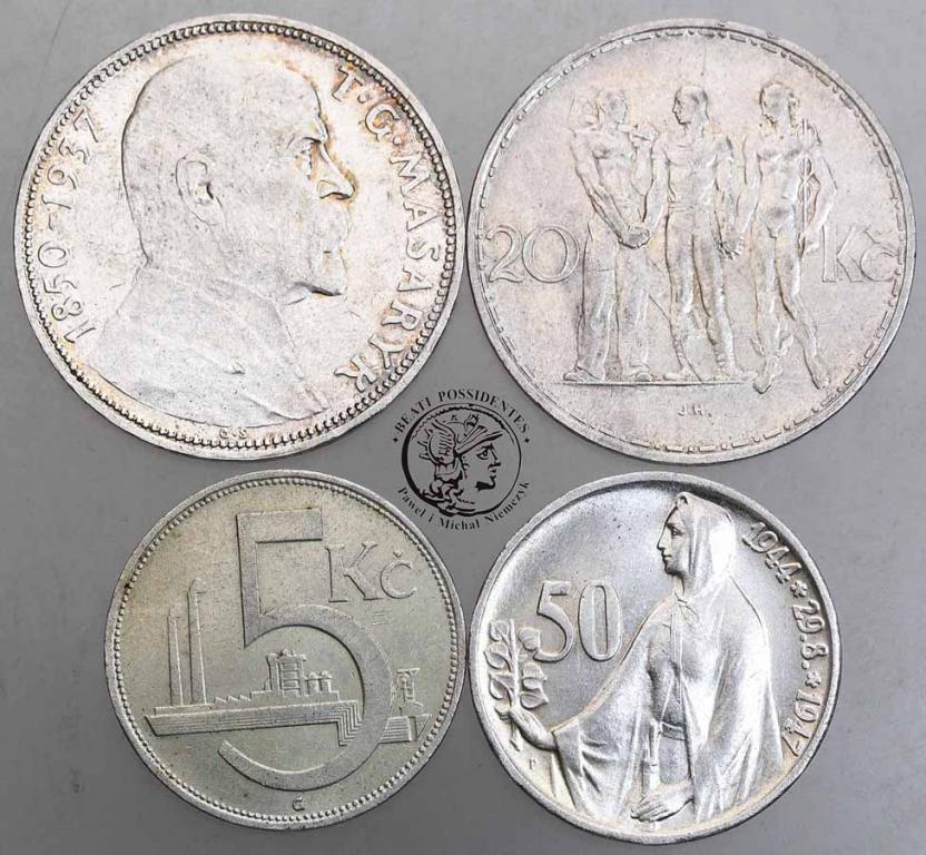Czechosłowacja monety srebrne lot 4 szt. st.2