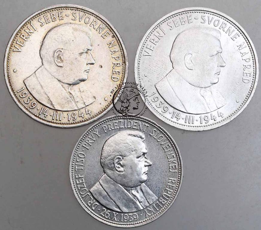 Słowacja monety srebrne lot 3 szt. st.3
