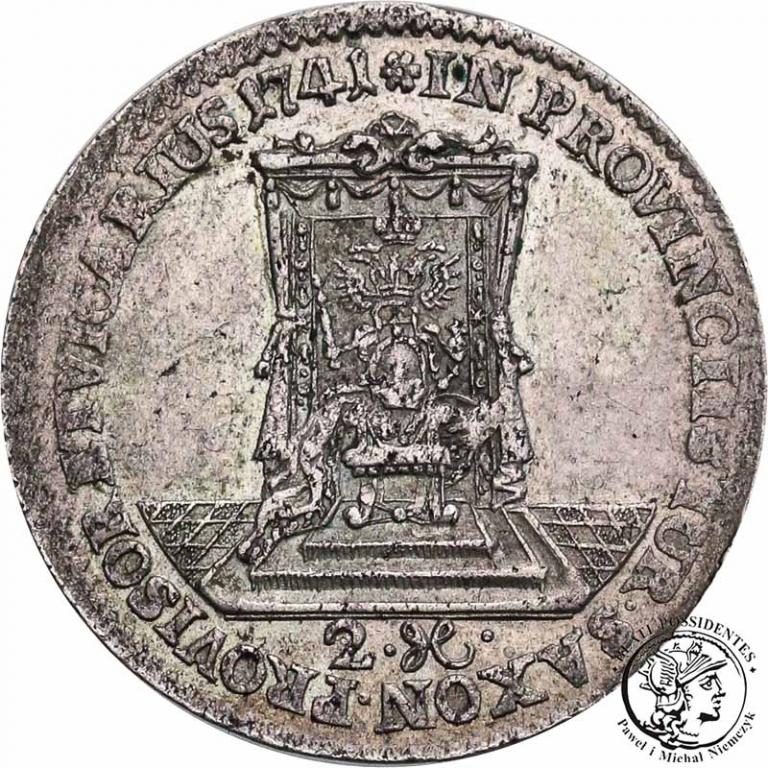 Polska August III Sas 2 grosze 1741 Wikariat st.3+