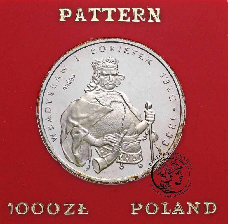 -Polska PRL PRÓBA SREBRO 1000 zł Łokietek 1986 stL
