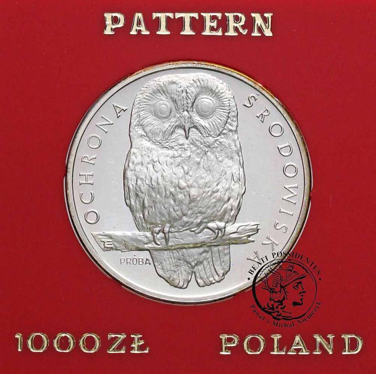 Polska PRÓBA Srebro 1000 złotych 1986 Sowa st.L-