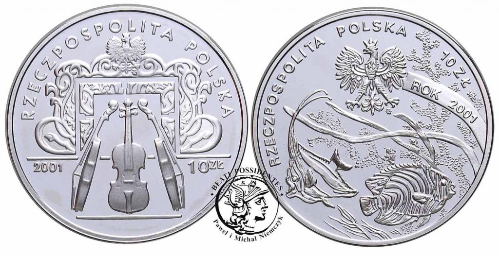 III RP 10 złotych 2001 Siedlecki + Wieniawski st.L