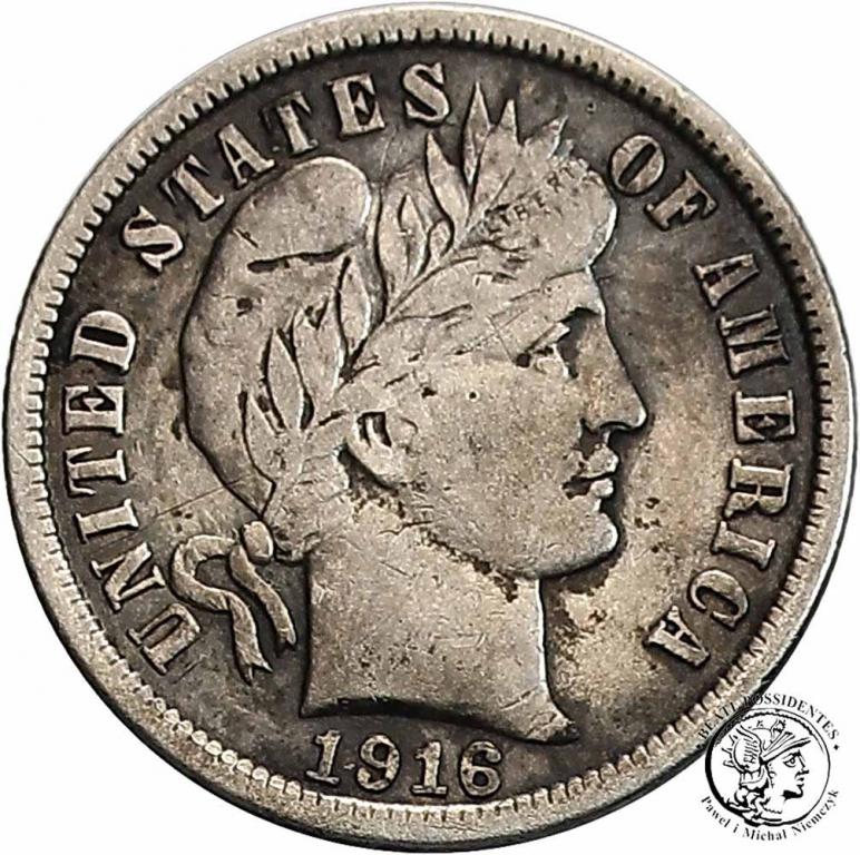 USA 10 centów 1916 st.3+