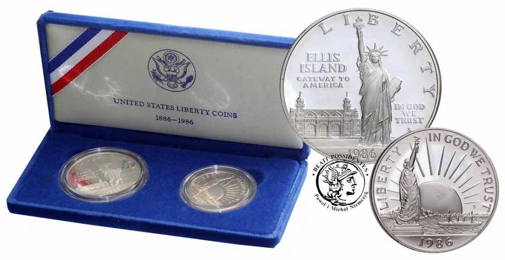 USA zestaw 25 centów 1986 + 1 dolar 1986 st. L
