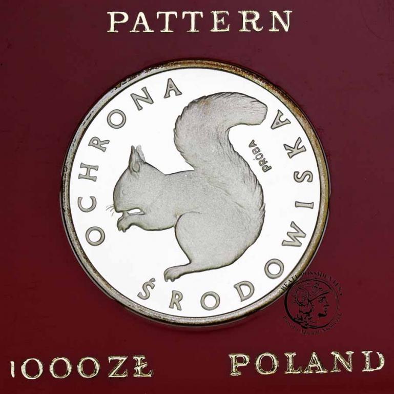 PRÓBA SREBRO 1000 złotych 1985 Wiewiórka st. L