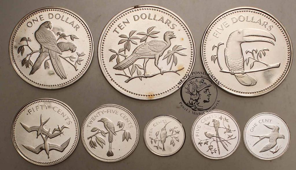 Belize zestaw monet obiegowych 1974 lustrzanki stL