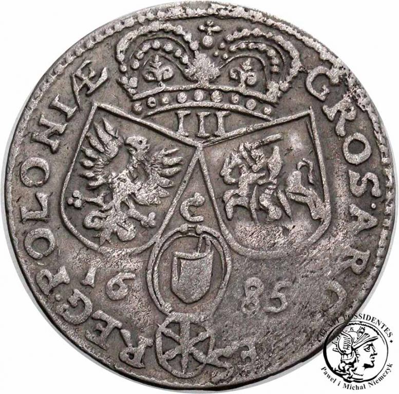 Polska Jan III Sobieski trojak 1685 Kraków st. 3-