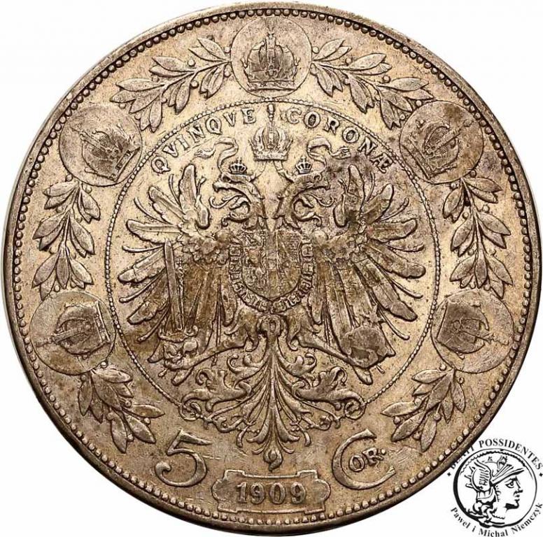 Austria 5 Koron 1909 st. 3+
