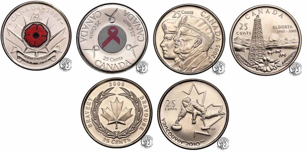 Kanada zestaw 25 centów 2004-2007 st. 1/1-