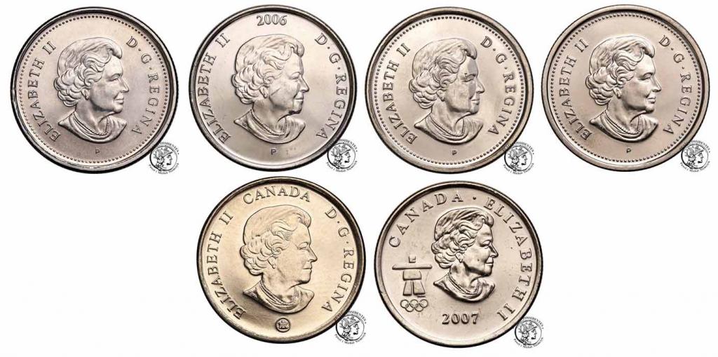 Kanada zestaw 25 centów 2004-2007 st. 1/1-