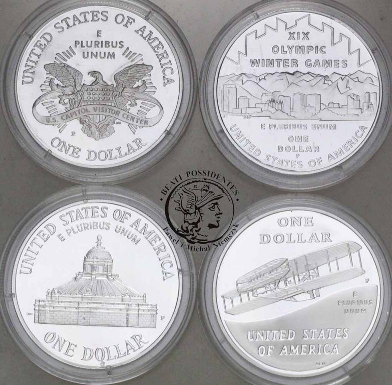 USA SREBRO 1 dolar 2000-2003 lot 4 szt. st. L/L-