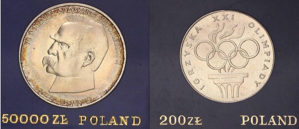Polska PRL Piłsudski + Igrzyska SREBRO st.1-