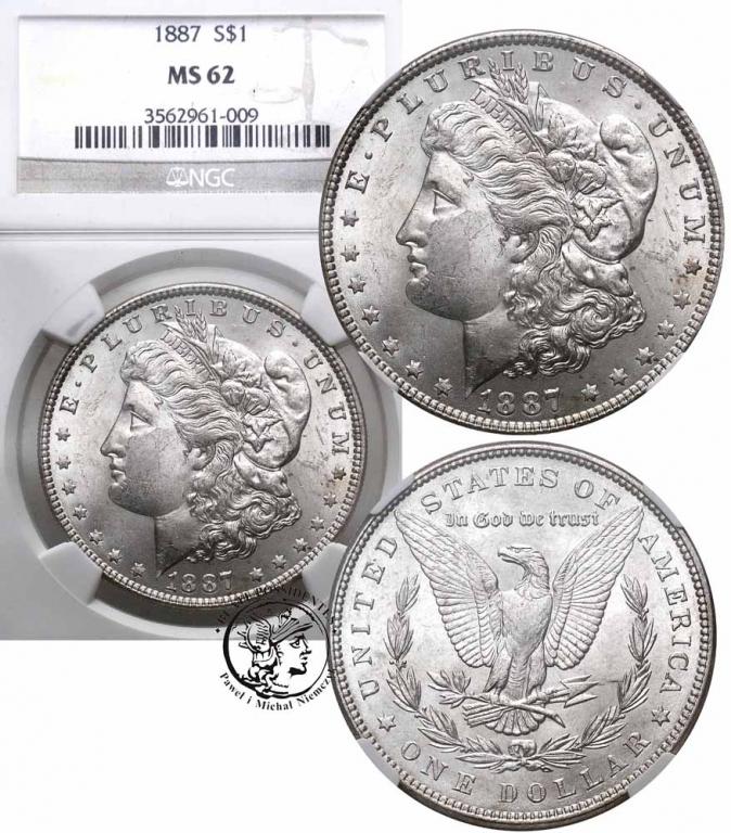 USA 1 dolar 1887 Philadelphia NGC MS62
