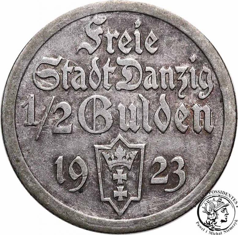 Polska Wolne Miasto Gdańsk 1/2 Guldena 1923 st.3+