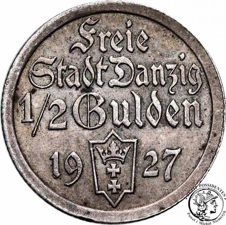 Polska Wolne Miasto Gdańsk 1/2 Guldena 1927 st.3-